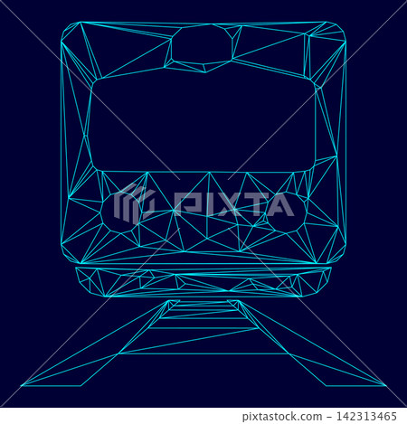 Train low poly triangulation triangulated polygonal electric cyan blue vibrant aqua neon color vector illustration image outline contour line Train low poly triangulation triangulated polygonal electric cyan blue vibrant aqua neon color vector illustration image outline contour line 142313465