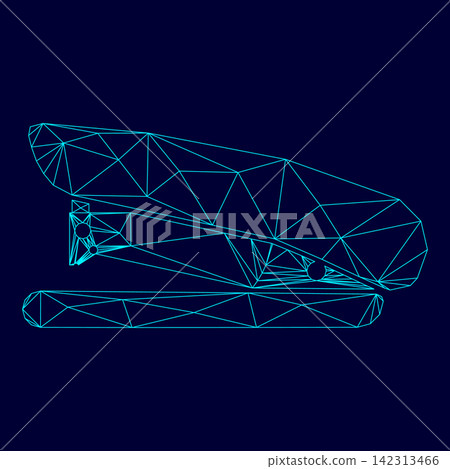 Stapler low poly triangulation triangulated polygonal electric cyan blue vibrant aqua neon color vector illustration image outline contour line Stapler low poly triangulation triangulated polygonal electric cyan blue vibrant aqua neon color vector illustration image outline contour line 142313466