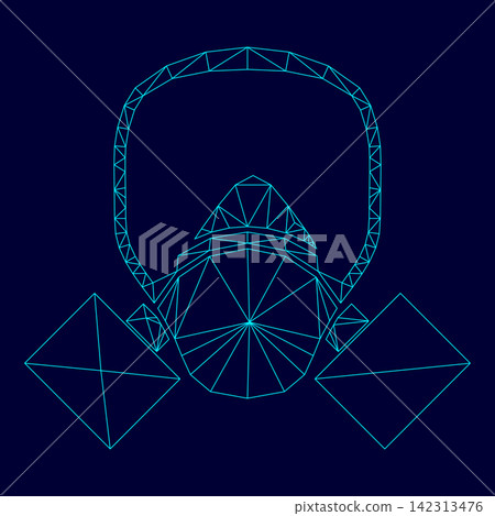 Gas mask low poly triangulation triangulated polygonal electric cyan blue vibrant aqua neon color vector illustration image outline contour line Gas mask low poly triangulation triangulated polygonal electric cyan blue vibrant aqua neon color vector illustration image outline contour line 142313476