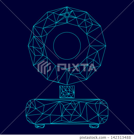 Web camera low poly triangulation triangulated polygonal electric cyan blue vibrant aqua neon color vector illustration image outline contour line 142313488