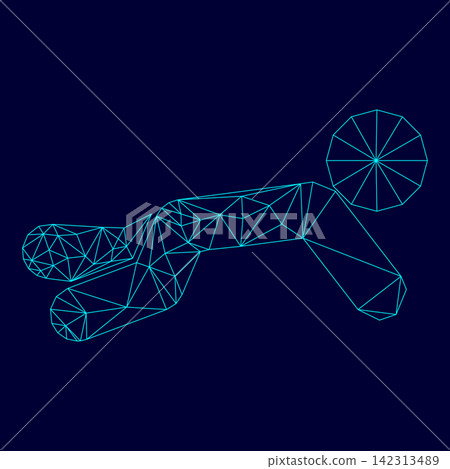 Crawling baby low poly triangulation triangulated polygonal electric cyan blue vibrant aqua neon color vector illustration image outline contour line 142313489