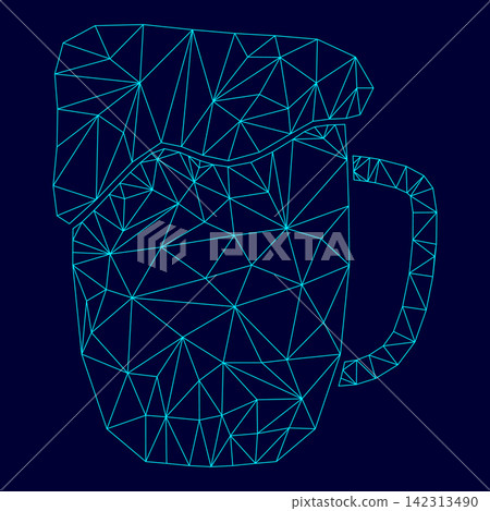Cup beer low poly triangulation triangulated polygonal electric cyan blue vibrant aqua neon color vector illustration image outline contour line Cup beer low poly triangulation triangulated polygonal electric cyan blue vibrant aqua neon color vector illustration image outline contour line 142313490