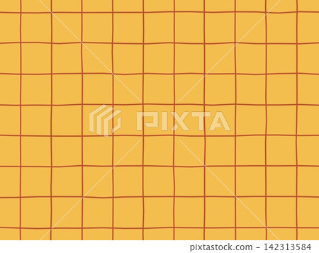 Hand-drawn style grid background, mustard yellow autumn check pattern. Hand-drawn style grid background, mustard yellow autumn check pattern. 142313584