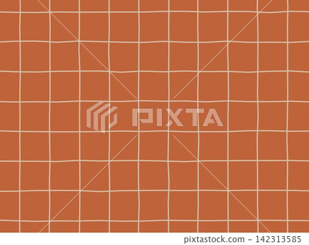 Hand-drawn style grid background, terracotta-colored autumn check pattern Hand-drawn style grid background, terracotta-colored autumn check pattern 142313585