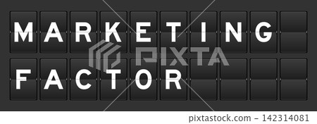 Black color analog flip board with word marketing factor on gray background Black color analog flip board with word marketing factor on gray background 142314081