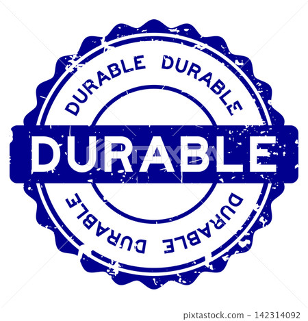 Grunge blue durable word round seal stamp on white background Grunge blue durable word round seal stamp on white background 142314092