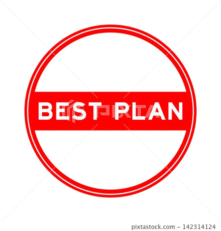 Red color round seal sticker in word best plan on white background Red color round seal sticker in word best plan on white background 142314124