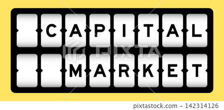 Black color in word capital market on slot banner with yellow color background 142314126