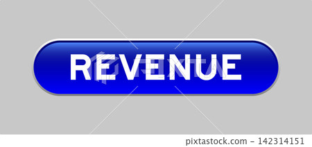 Blue color capsule shape button with word revenue on gray background Blue color capsule shape button with word revenue on gray background 142314151