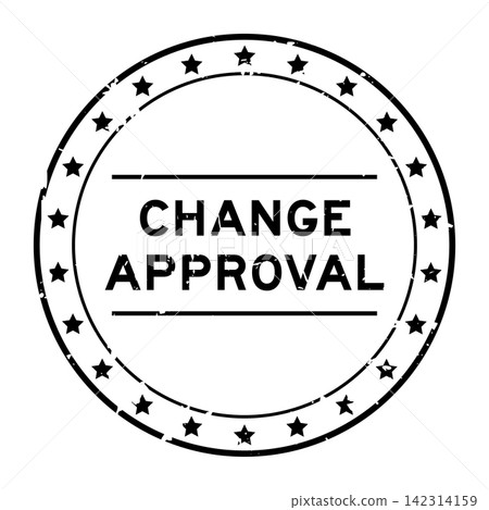Grunge black change approval word round rubber seal stamp on white background 142314159
