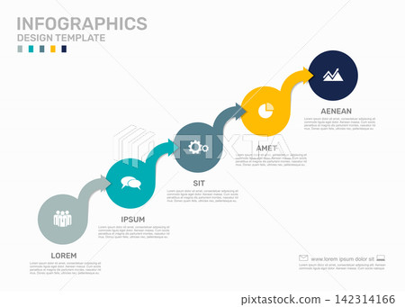 Five-step infographic template with a diagonal sequence of connected circles. Vector illustration.. Five-step infographic template with a diagonal sequence of connected circles. Vector illustration.. 142314166