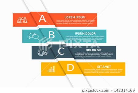 Vertical infographic template with ribbon path and numbered steps for business process workflow. Vector illustration. Vertical infographic template with ribbon path and numbered steps for business process workflow. Vector illustration. 142314169