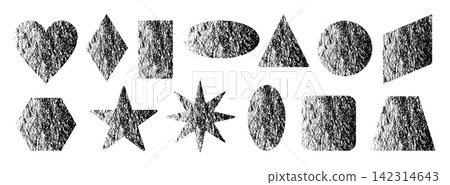 Charcoal geometric figure set crayon pencil abstract gradient grainy noise texture tag sticker Charcoal geometric figure set crayon pencil abstract gradient grainy noise texture tag sticker 142314643