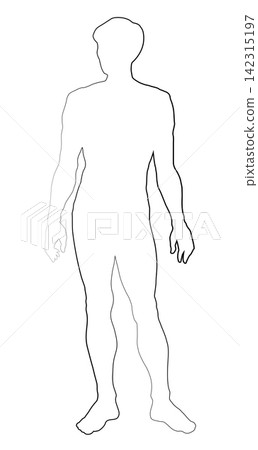 The male silhouette stands sideways. Vector drawing 142315197