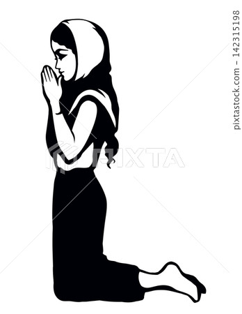 Vector image of the praying girl Vector image of the praying girl 142315198