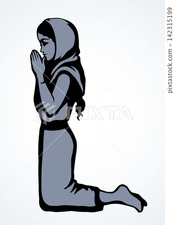 Vector image of the praying girl 142315199