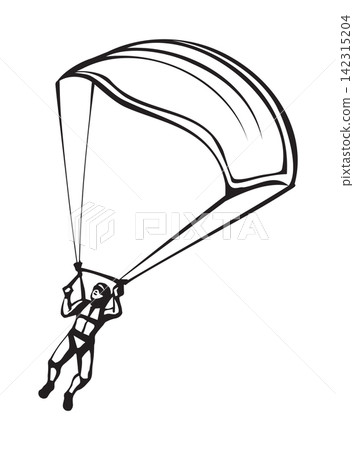 Parachutist with medical mask. Vector drawing Parachutist with medical mask. Vector drawing 142315204
