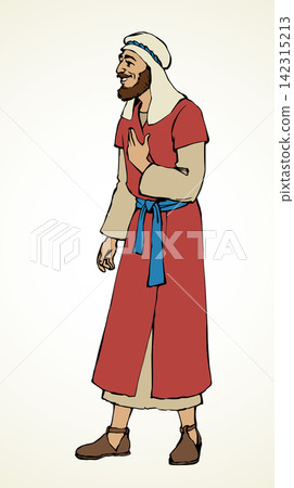 Jewish man in old clothes. Vector drawing 142315213