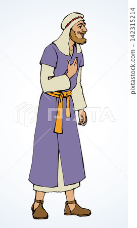 Jewish man in old clothes. Vector drawing 142315214