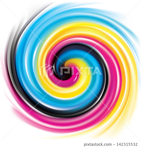 Vector swirl background of primary colors printing process: CMYK Vector swirl background of primary colors printing process: CMYK 142315532