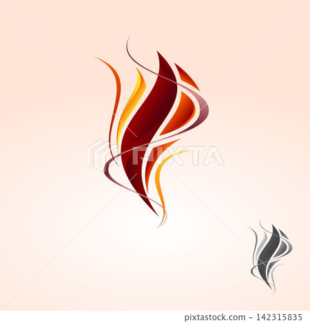 Abstract colorful flame logo design featuring elegant flowing with monochrome design color Abstract colorful flame logo design featuring elegant flowing with monochrome design color 142315835