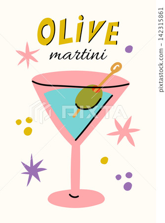 Pink Olive Martini Cocktail Poster 142315861