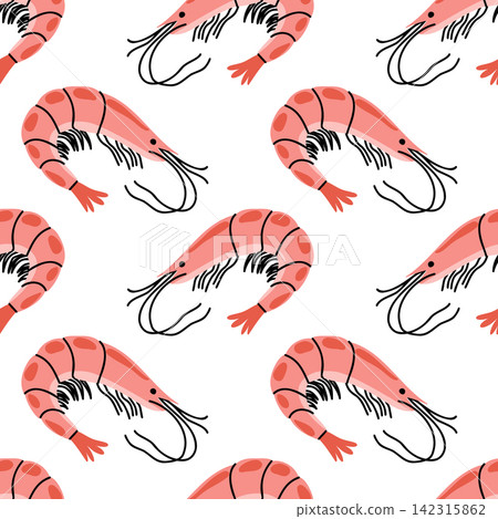 Cooked Pink Shrimp Seamless Pattern 142315862