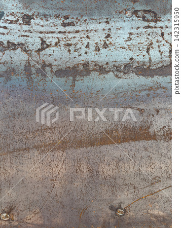 Weathered Steel Panel with Scratched Texture and Industrial Oxidation Weathered Steel Panel with Scratched Texture and Industrial Oxidation 142315950