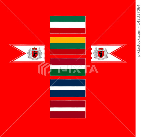 Baltic Peoples Flag Set Bright Stylized Vector Illustrations of Baltic Cultural Identity and Heritage Baltic Peoples Flag Set Bright Stylized Vector Illustrations of Baltic Cultural Identity and Heritage 142317064