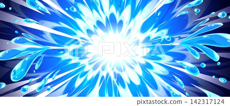 Dynamic water splash with cartoon waves and drops Dynamic water splash with cartoon waves and drops 142317124