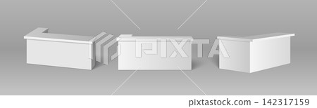Realistic white counters for trade show booth Realistic white counters for trade show booth 142317159