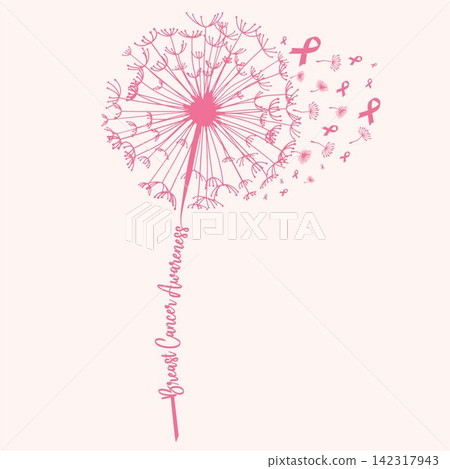 Breast Cancer Awareness dandelion vector design in pink 142317943
