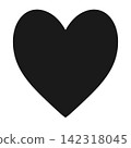 Heart icon, simple, flat, love, black 142318045