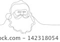 One continuous line drawing Santa Claus on reindeer and sled. concept for Christmas and New Year. vector illustration. Vector illustration 142318054