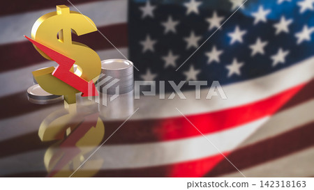 Declining United States Dollar and Economic Downturn 3d render. Declining United States Dollar and Economic Downturn 3d render. 142318163