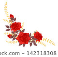 A floral arrangement for a corner. Red, scarlet roses, watercolor, pastel. Isolated composition. Hand drawn in a flat style. A design element 142318308
