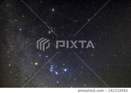 冬季星座:獵戶座和金牛座 - 星座線 冬季星座:獵戶座和金牛座 - 星座線 142318492