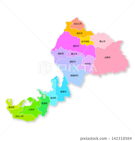 Map of Fukui Prefecture and its municipalities 142318564