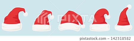 Cute Christmas Santa hat sticker pack set with various headwear 142318582