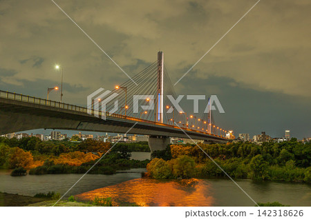 大阪市菅原城北橋夜景 大阪市菅原城北橋夜景 142318626