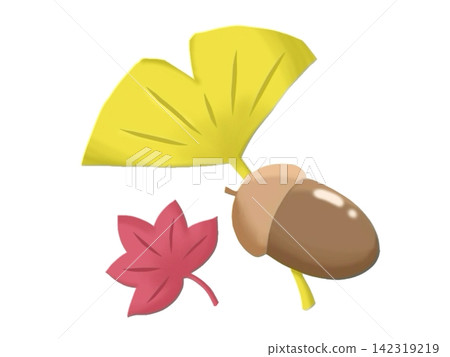Ginkgo, maple leaves, and acorns – all symbols of autumn. Ginkgo, maple leaves, and acorns – all symbols of autumn. 142319219