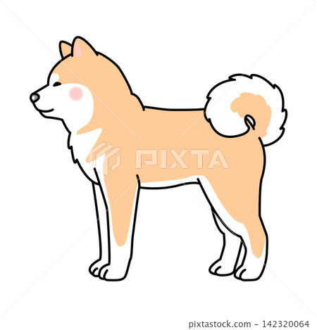 秋田犬向量圖(全身像,側面圖) 秋田犬向量圖(全身像,側面圖) 142320064