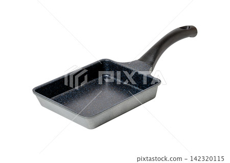 PNG image of a cutout black marble-coated omelet pan. PNG image of a cutout black marble-coated omelet pan. 142320115