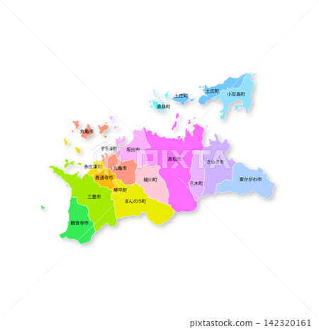 Map of Kagawa Prefecture and its municipalities Map of Kagawa Prefecture and its municipalities 142320161