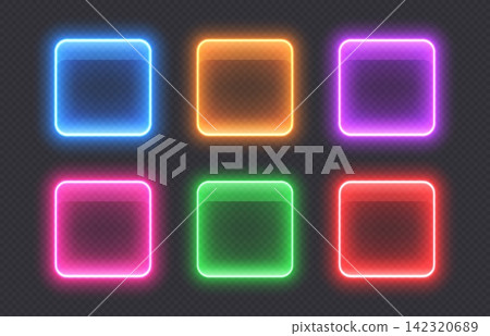 Glass square action buttons, glossy transparent elements. Glass square action buttons, glossy transparent elements. 142320689