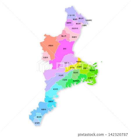 三重縣及其下轄市町村地圖 三重縣及其下轄市町村地圖 142320787