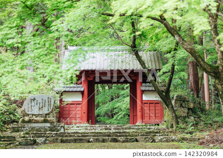 [Higashiomi City, Shiga Prefecture] Hyakusaiji Temple: Red Gate and Fresh Greenery 142320984