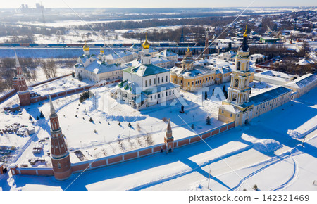 View from drone of Kolomna Epiphany Staro-Golutvin Monastery in winter View from drone of Kolomna Epiphany Staro-Golutvin Monastery in winter 142321469