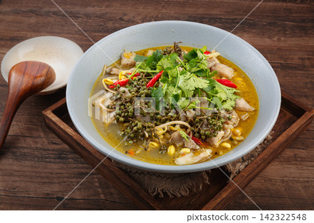 sichuan boiled fish fillet with rattan pepper green peppercorn and bean sprouts sichuan boiled fish fillet with rattan pepper green peppercorn and bean sprouts 142322548