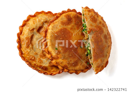 pan fried round flatbread pie stuffed with Chinese chives and egg pan fried round flatbread pie stuffed with Chinese chives and egg 142322741